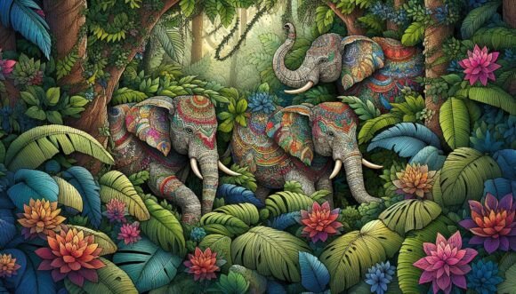 Download Geometric Wilderness Elephants - Wilderness Collection