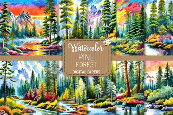 Download Pine Forest Watercolor Wilderness Scenes - Wilderness Collection