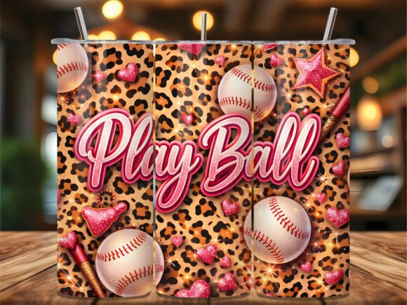 Download Play Ball Leopard Baseball Tumbler Wrap - Play ball Collection